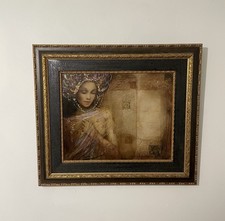 Csaba Markus Signed Framed Hand-Embellished Mixed Media Portrait – “Aerope”  picture