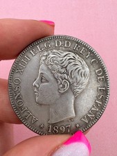 Coin UN PESO  1897 Islas Filipinas Alfonso XIII picture
