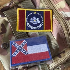 Mississippi state flag new and old morale patch - Hook - Bundle 2 pack  picture