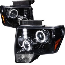 Fit 2009-2014 Ford F150 Black Smoke LED Halo Projector Headlights Headlamp 09-14 picture