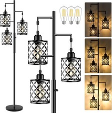 Dimmable Floor Lamp, Farmhouse Standing Lamp with Elegant Metal Cage... picture