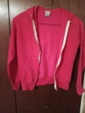 VTG 70s 80s GAD-ABOUTS Hoodie Zip Front Sweatshirt L Pink Poly Cotton USA Made picture