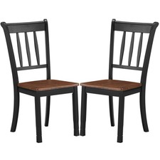 Costway 2PC Wood Dining Chair High Back Simple Look Dining Room Side Chair Black picture