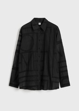 Toteme Womens Monogram Classic Black Crochet Shirt Silk Blend Size 40 US 12 NWOT picture