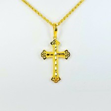 22K Solid Yellow Gold Cross Pendant Religious Genuine Hallmarked 916 - 1.32 inch picture