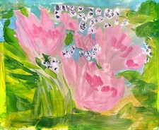 Wild Water Flowers on Paper 11 X 14