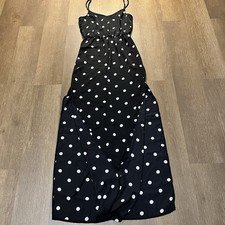 H&M Black White Polka Dot Maxi Dress Spaghetti Strap Flowy XS picture