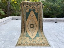 Taspinar Vintage Turkish Rug 5.1x10.7 ft Olive Green Camel Floral Medallion picture