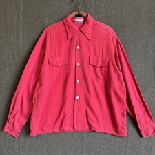 Vintage 40s Troy of California Gabardine Spearpoint Loop Collar Shirt XL 25 x 27 picture
