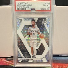 Panini 2024-25 Mosaic Stephon Castle RC White Choice Prizm /35 #236 PSA 8 picture