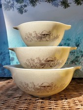 Vintage PYREX Nesting Mixing Bowls: Cinderella Forest Fancies Mushroom -Set of 3 picture