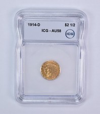 1914-D $2.50 Indian Head Gold Quarter Eagle AU58 ICG *7942 picture