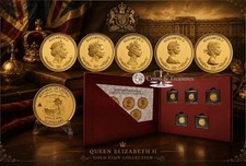 QE II Portraits on Sovereign 5 Coin collection 1/1000 999 Gold in box + coa picture