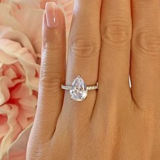 3.30Ct Luxurious Pear Cut Lab Grown Diamond Anniversary Ring 14K White Gold picture