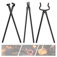 3PCS Blacksmith Tongs Set , V-Bit Blade Tongs, Flat Tongs and Blade Tongs Steel picture