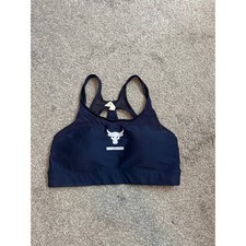 Under Armour Project Rock Navy Blue Mesh Racerback Sports Bra Womens Large picture