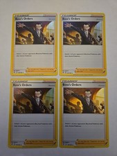 Playset of Boss's Orders 154/192 SWSH Rebel Clash Holo Trainer Pokémon QTY:4 per picture
