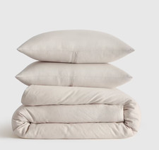 QUINCE European Linen Sheet Set Full Sand 100% Linen 4 Piece Preowned picture