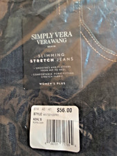 NEW Simply Vera Wang Denim Slimming Stretch Blue Jeans Mid Rise Boot Cut 22W NWT picture