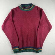 Vintage Preswick & Moore Mens Sweater Medium Burgundy Textured Knit Grandpa picture