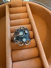 Shablool Didae Sterling Silver 925 Ornate Statement Ring Sz 10.25 Crystal Israel picture