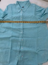 Talbots - Turquoise - LINEN - Blouse - LG. Long Sleeves - 22” Wide / 32” L picture