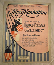 Vintage 1919 Miss Manhattan Sheet Music Harold Freeman Art Nouveau Cover Graphic picture