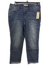 Vintage America Blues Dark Wash Cuffed Denim Jeans Womens 8 Cotton Blend Stretch picture