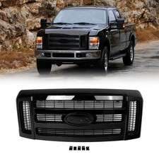 For 2008-2010 F250 F350 Super Duty XLT Style Front Bumper Grille Gloss Black picture
