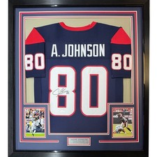 FRAMED Signed ANDRE JOHNSON 35x39 Houston Blue Jersey JSA COA Auto picture