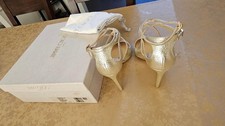JIMMY CHOO Lancer 85/40  GLE 247 CHAMPAGNE GLITTER LEATHER picture