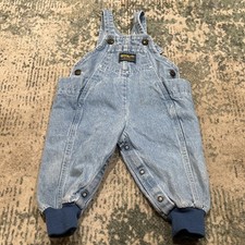vintage 1980s OshKosh B'gosh kids' denim overalls with knit cuffs 18 Months USA picture