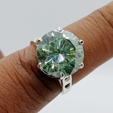5.70 Ct Blue Lab Grown Diamond Round Solitaire Ring 925 Sterling Silver VVS1 picture