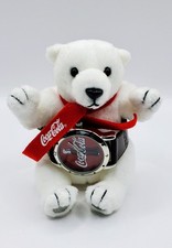 Vintage 2002 Coca-Cola Polar Bear Plush Watch Gift Set Coke Bottle Avon Box picture