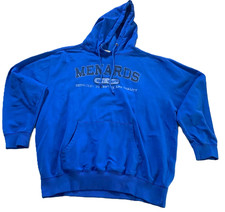 Menards Hoodie Men's Large Blue Pullover Sweatshirt 60/40 Cotton Blend Graphic picture