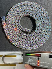 Real Opal Rainbow MOISSANITE 3mm Tennis Chain 925 Silver Iced Necklace Pass Test picture