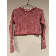 Vintage 90s/Y2K Guess Marled Knit Cropped Sweater Size M - Ribbed Pink White picture