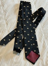 Vintage Iowa Hawkeyes Tie Delmar All Over Herky Mascot Logo Black Polyester USA picture
