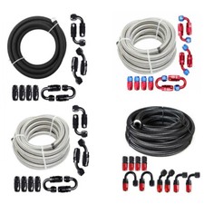 10/20FT 6/8/10/AN Stainless Steel Braided Fuel/Oil/Gas Hose Line & Fittings Kit picture