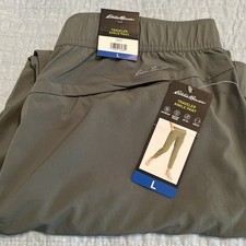 Eddie Bauer Pants Womens Large Green Traveler Ankle Pant Lightweight UPF 50+ NEW picture