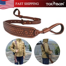 TOURBON Leather Universal NO-Drill Gun Sling Shooting Rifle Shotgun Strap Adjust picture