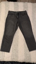 Universal Thread Women 14R High Rise Straight Raw Hem Charcoal Black Ankle Jeans picture