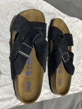 Birkenstock Yao Balance Blue Soft Suede Leather Braided Criss Cross Sandal picture