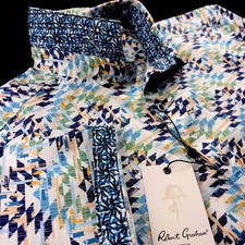 Robert Graham Geometric Abstract Floral Print Short Sleeve Shirt Large $188 picture