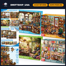 4-Pack 500 Piece Jigsaw Puzzles for Adults - Cute Animal & Flower Designs, Famil picture