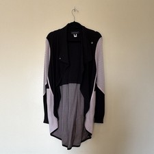 St John Pink Size Large Mesh And Black Long Jacket Sweater Length 34in picture