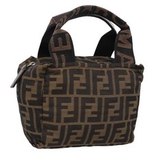 FENDI Zucca Canvas Hand Bag Black Brown Auth ep16243 picture
