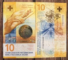 Switzerland 10 Francs. One Authentic Circulated Swiss Bill. Random Serial. picture
