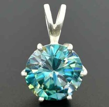 RARE 8.00 Ct Treated Blue Diamond Solitaire Pendant 925 Silver Certified picture