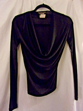 Ladies Plein Sud Black Semi Sheer Long Sleeve Scoop Neck Blouse  Y2K  S 36 picture